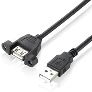 USB 2.0 AM to AF 30cm Cable - High-Speed Data Transfer, Panel Mount Design