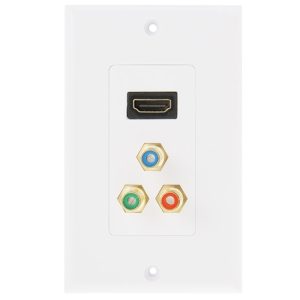 HDMI Female + 3 RCA Female Plugs Wall Plate Panel - HD Video & Audio Connection