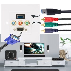 High-Speed USB 3.0 + RCA + VGA Wall Plate Panel - Easy Connectivity!