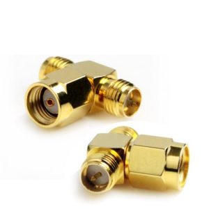 Gold-Plated RP-SMA Male to 2 RP-SMA Female Adapter (T Type) • Enhanced Connectivity