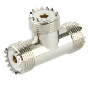 Silver UHF Female to 2 x UHF Female Adapter for Enhanced Connectivity