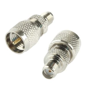 SMA Female to Mini UHF Male Adapter, Silver Finish - Signal Connectivity Solution