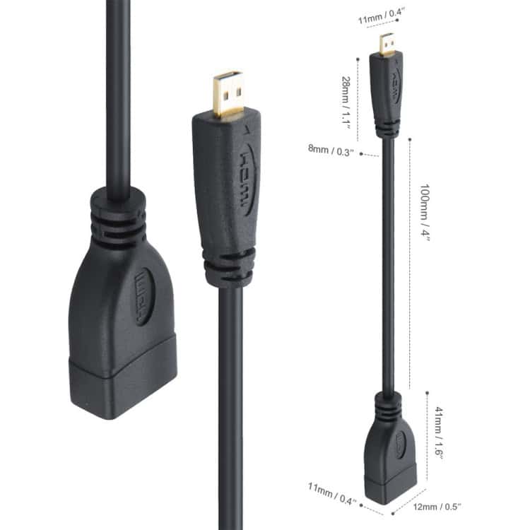 17cm Micro HDMI Male to HDMI Female Adapter Cable - Enhanced Connectivity Solution 3 17Cm Micro Hdmi Male To Hdmi Female Adapter Cable - Enhanced Connectivity Solution - Image 3
