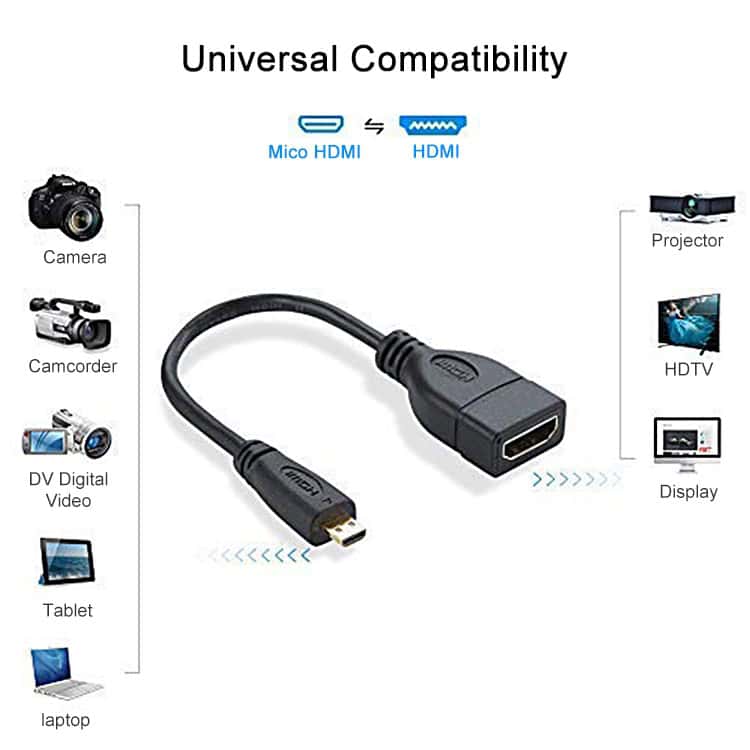 17cm Micro HDMI Male to HDMI Female Adapter Cable - Enhanced Connectivity Solution 4 17Cm Micro Hdmi Male To Hdmi Female Adapter Cable - Enhanced Connectivity Solution - Image 4