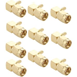 10 PCS Gold Plated SMA Male Plug 90° Right Angle RF Connector for RG174/RG316 Cable