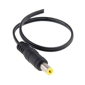 Flexible power adapter cable with DC connector for electronic devices and surveillance systems.