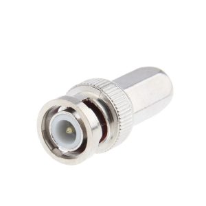 BNC connector for video and RF applications, metallic coaxial cable plug, high-quality cable connection component.