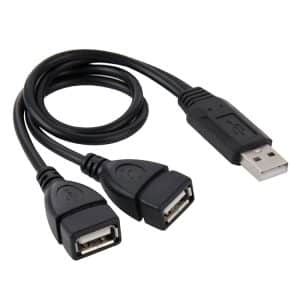 USB 2.0 Male to Dual USB Female Adapter Cable for Computer/Laptop (30cm)