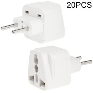 20PCS EU Plug Adapter Power Socket Travel Converter - White