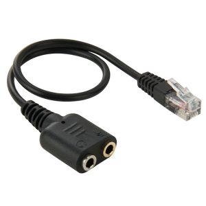 Dual 3.5mm Female Audio Splitter Cable for RJ9 Male Phones - 20cm Length