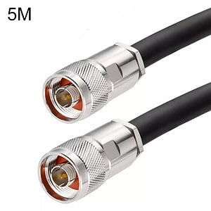 RG6 coaxial cable with F-type connectors for satellite and cable TV installation, 5 meters long. Ideal for high-quality signal transmission in home entertainment systems.