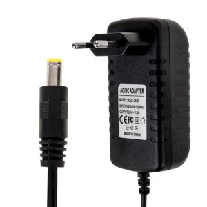EU Plug AC to DC Power Adapter 24V 1.5A, 5.5x2.1mm Tips, 1.2m Cable, Black