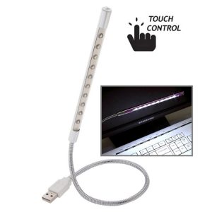 Portable Touch Switch USB LED Light, 10-LED, 1W, Silver: White Light