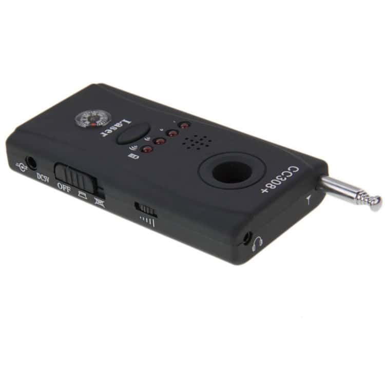 CC308+ Wireless Camera Lens Detector RF Signal GSM Finder (EU Plug) 3 Cc903+ Electronic Device With Various Buttons And A Headphone Jack.