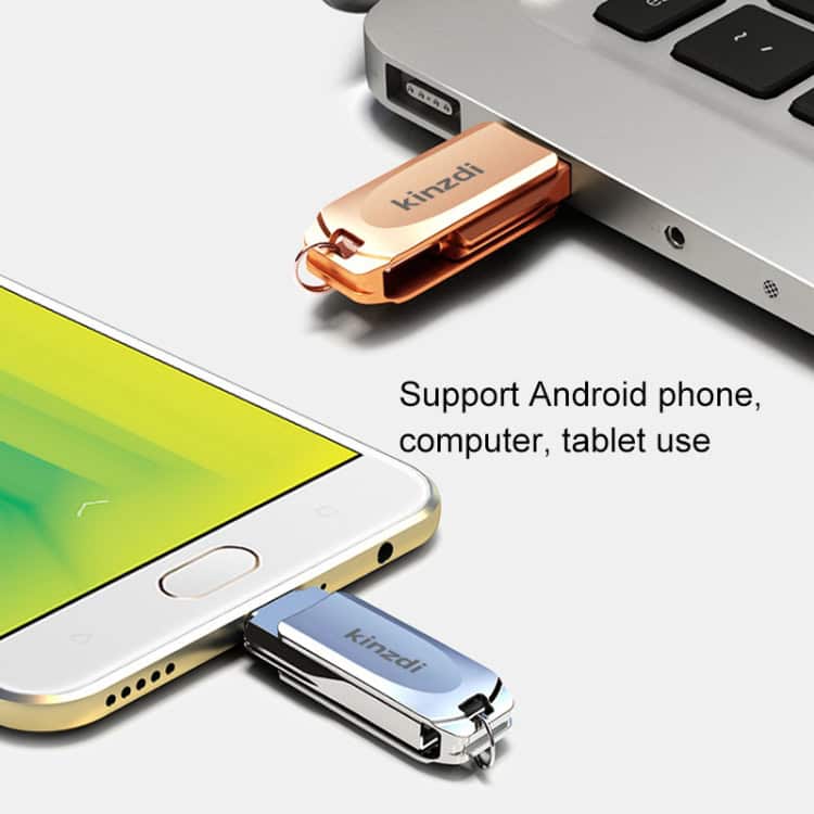 Kinzdi 32GB USB + Type-C Metal Twister Flash Disk V8 - High-Speed Storage Solution 6 Mini Usb Flash Drive For Data Storage, Compatible With Android Phones, Laptops, And Tablets; Compact And Portable For Easy Data Transfer And Backup.
