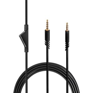 Earphone cable with 3.5mm jack for audio devices, black lightweight braided headphone cord for smartphones, tablets, and computers, high-quality durable audio accessory, syndmart.