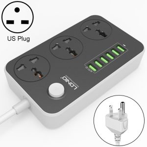 LDNIO SC3604 6-Port USB Travel Socket, 2m Cable, US Plug - Power Up Anywhere
