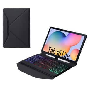 Samsung Galaxy Tab S6 Lite Bluetooth Keyboard Leather Case • Diamond Texture Triangle Design