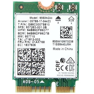 Intel 9560ac NGFF Dual Band WiFi Card - 1.73Gbps, Bluetooth 5.0 - Windows 10
