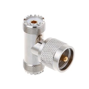 BNC connector T-shaped for RF and coaxial cables, high-quality metal with gold-plated contacts for reliable signal transmission. Ideal for telecommunications and electronics applications.