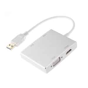 4-in-1 USB 3.0 to VGA/HDMI/DVI/RJ45 Ethernet Converter • WS-03