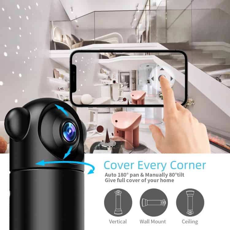 Night Vision Mini Camera - V10 HD Infrared, Remote Control Security Camera 5 360-Degree Panoramic Security Camera With Adjustable 180° Pan And 80° Tilt, Ideal For Home Surveillance, Covering Every Corner Including Vertical, Wall Mount, And Ceiling Installation Options.