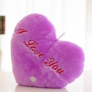 Heart Glow Plush Pillow Toy - Light Up Heart Shape with English Letter Pattern