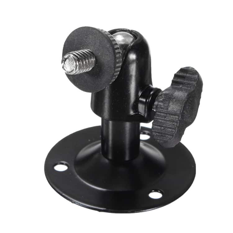 Wall Mount Bracket Installation Metal Holder Secure Rotary CCTV Camera Stand 3 Heavy-Duty Adjustable Mounting Bracket For Led Screens And Lighting Fixtures, Made Of Durable Black Metal, Featuring Tightening Knobs For Secure Positioning.