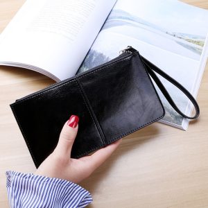 Elegant Women's Long Zip Wallet with Multi Card Holder & Wrist Strap