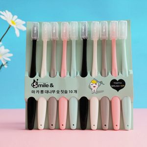 10-in-1 Bamboo Charcoal Adult Ice Cream Soft Toothbrush - Household Macaron