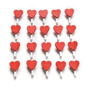 50pcs Mini Red Heart Wooden Pegs for Photos & Crafts • Love Clips Clothespins
