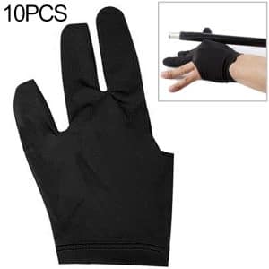 10-Piece Set: Spandex Snooker Cue Glove for Pool Left Hand – Three Finger Accessory