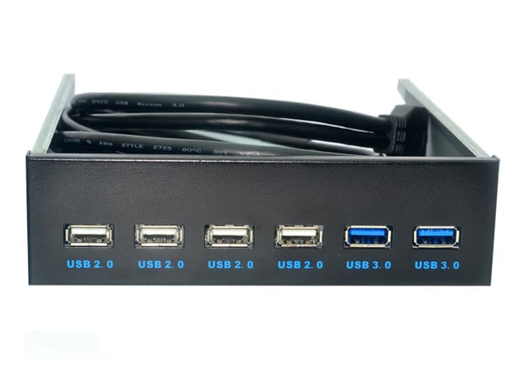 6-Port 5.25" Front Panel USB Hub with Spilitter, 2 USB 3.0 + 4 USB 2.0 2 6-Port 5.25&Quot; Front Panel Usb Hub With Spilitter, 2 Usb 3.0 + 4 Usb 2.0 - Image 2