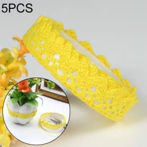 5 PCS Cotton Lace Fabric White Crochet Roll Ribbon Adhesive Craft Stationery