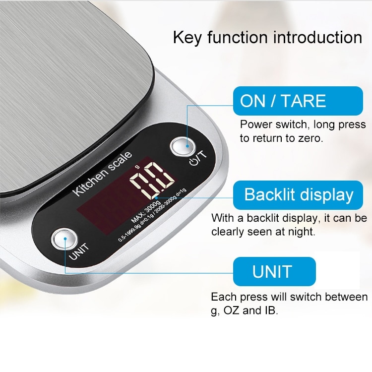 Precision Stainless Steel Kitchen Scale - LCD Display, 3kg/0.1g - Sleek & Accurate 5 Precision Stainless Steel Kitchen Scale - Lcd Display, 3Kg/0.1G - Sleek &Amp; Accurate - Image 5