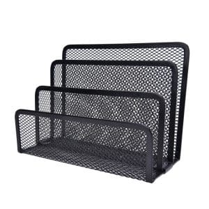 Black Mesh Letter Sorter Tray: Office File Storage Rack for Desk, Organize Mail