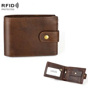 RFID Crazy Horse Pattern Leather Multi-bit Men's Wallet - Anti-magnetic