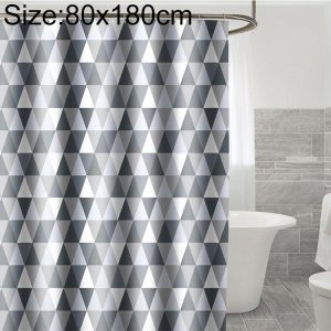 Black and white geometric patterned shower curtain for bathroom decor, made from durable waterproof fabric, stylish addition to modern and minimalist shower spaces, easy to install.