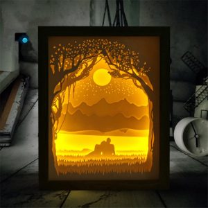 3D Paper Carving Lamp Couple Light: Intricate Shadow Detail Night Light