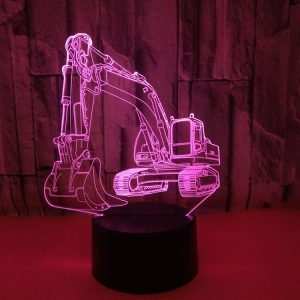 3W Excavator 3D Light Colorful Touch Lamp - Creative Small Table Lamp
