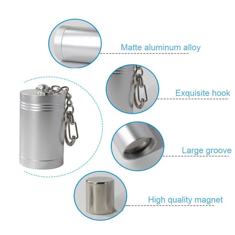Universal Security Magnetic Lockpick Tag Remover - A Must-Have Detacher Kit 5 Matte Aluminum Alloy Container With Exquisite Hook, Large Groove, And High-Quality Magnet, Ideal For Storage And Portable Use. Durable, Lightweight, And Stylish Aluminum Keychain Accessory.