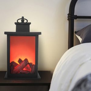 LED Fireplace Candlestick Table Lamp - Outdoor Charcoal Flame Retro Decoration