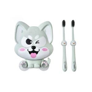 Cartoon Dog Suction Toothbrush Holder Shelf, Wall-Mounted Organizer - 16x14x5cm