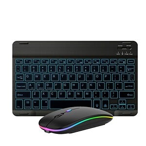 10" RGB Colorful Backlit Bluetooth Keyboard & Mouse Set for Mobile/Tablet