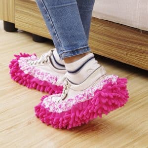 Chenille Lazy Mopping Shoe Covers - Set of 2, Washable, Random Color