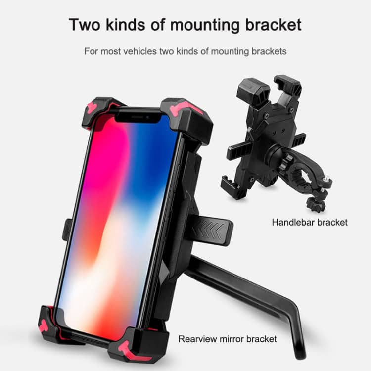 360° Rotatable Electric Bicycle Phone Holder for Motorcycle • Four-way Adjustment 8 Flexible Phone Mounting Bracket With Handlebar And Mirror Clamp For Vehicles, Suitable For Bikes And Motorcycles | Syndmart.