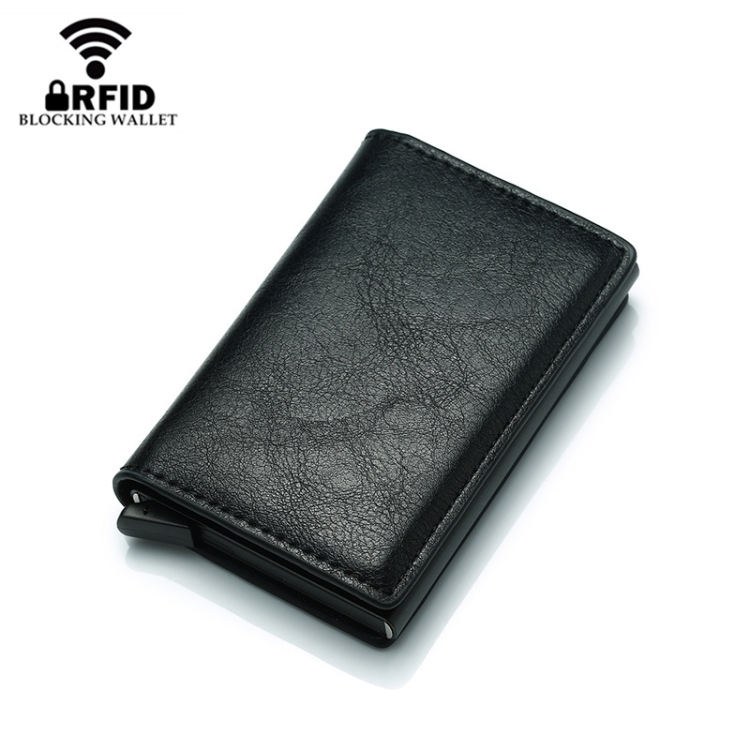 Automatic Elastic Card Type Anti-magnetic RFID Anti-theft Retro Card Package Universal Leather Metal Wallet 5 Automatic Elastic Card Type Anti-Magnetic Rfid Anti-Theft Retro Card Package Universal Leather Metal Wallet - Image 5