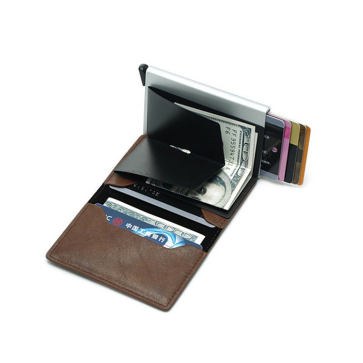 Automatic Elastic Card Type Anti-magnetic RFID Anti-theft Retro Card Package Universal Leather Metal Wallet 6 Automatic Elastic Card Type Anti-Magnetic Rfid Anti-Theft Retro Card Package Universal Leather Metal Wallet - Image 6
