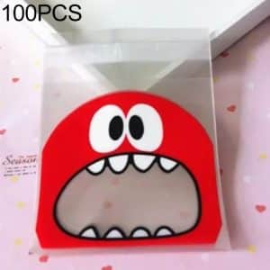 100 PCS Cute Big Teech Mouth Monster Plastic Gift Bags - Ideal for Wedding, Birthday, Cookies, Candy - OPP Packaging