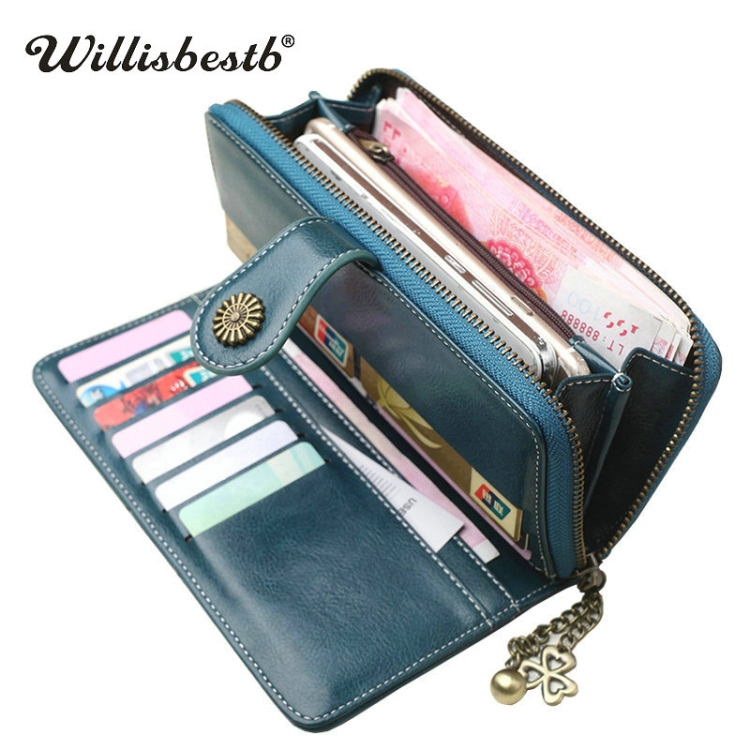 Vintage Button Phone Purse Women Wallet Leather Retro Long Zip Card Clutch 2 Vintage Button Phone Purse Women Wallet Leather Retro Long Zip Card Clutch - Image 2